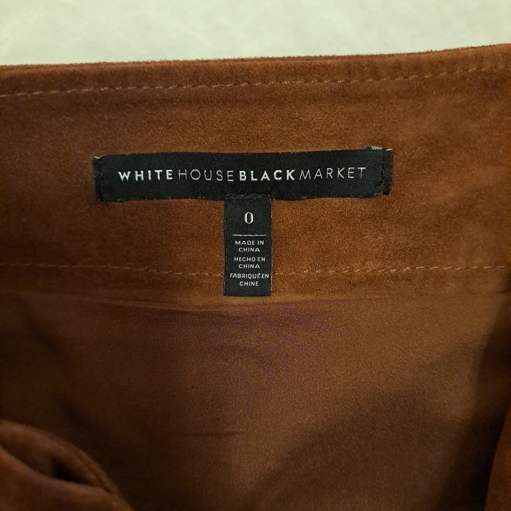 White House Black Market Skirt Suede A Line Wrap Brown Size 0 EUC - Picture 6 of 9